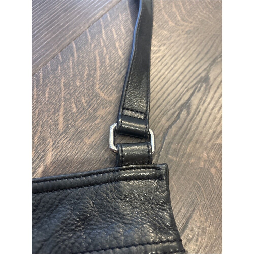 Margot New York Black Pebbled Leather Shoulder Crossbody Bag Medium Size - Picture 9 of 10